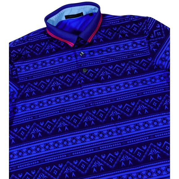 Greyson Blue Gemometric Golf Polo Shirt Mens Size Small - Picture 1 of 7